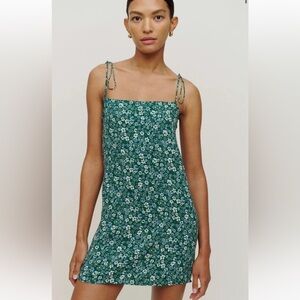 Reformation green floral mini dress